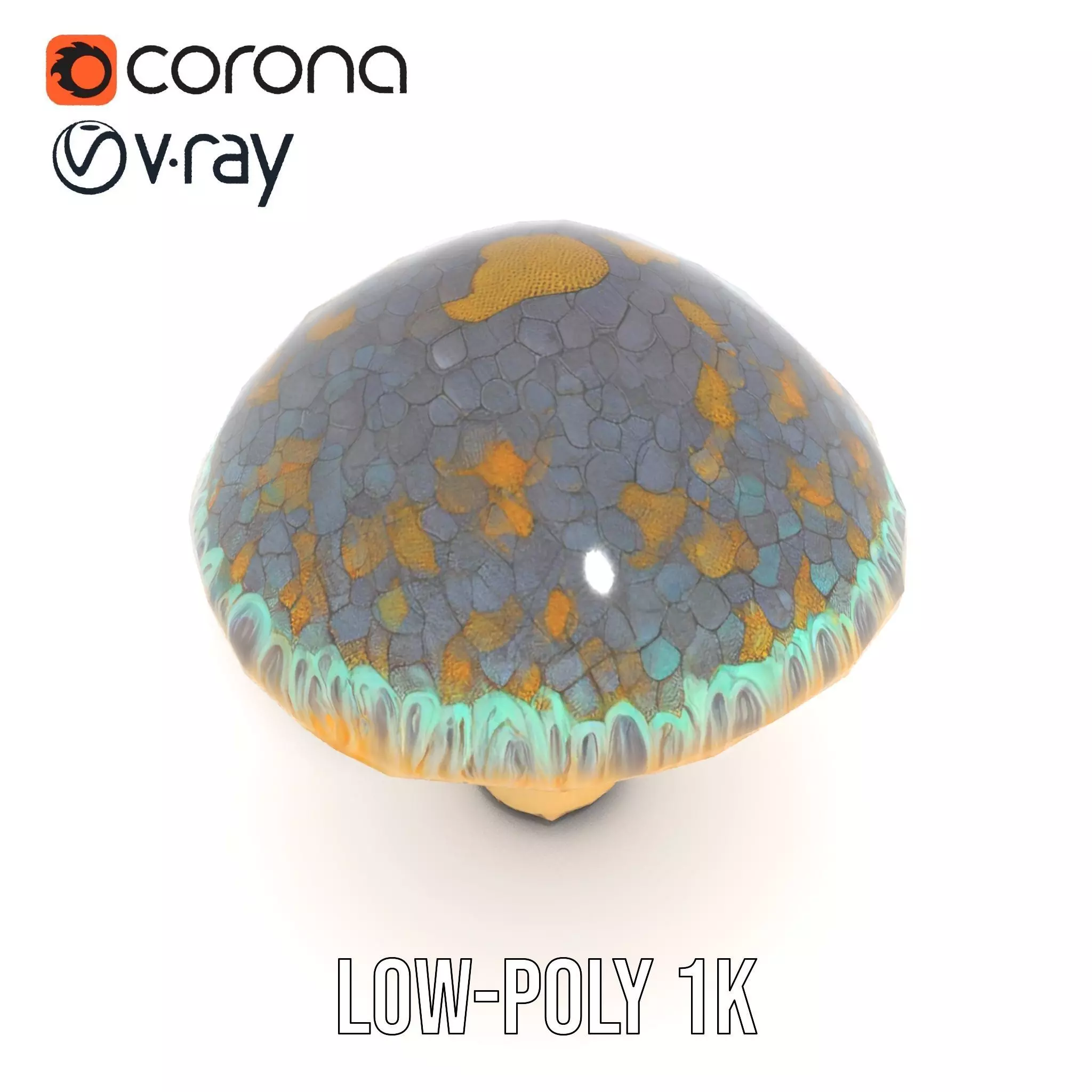 Iridescent Mushroom model pack Low-poly 3D model_9