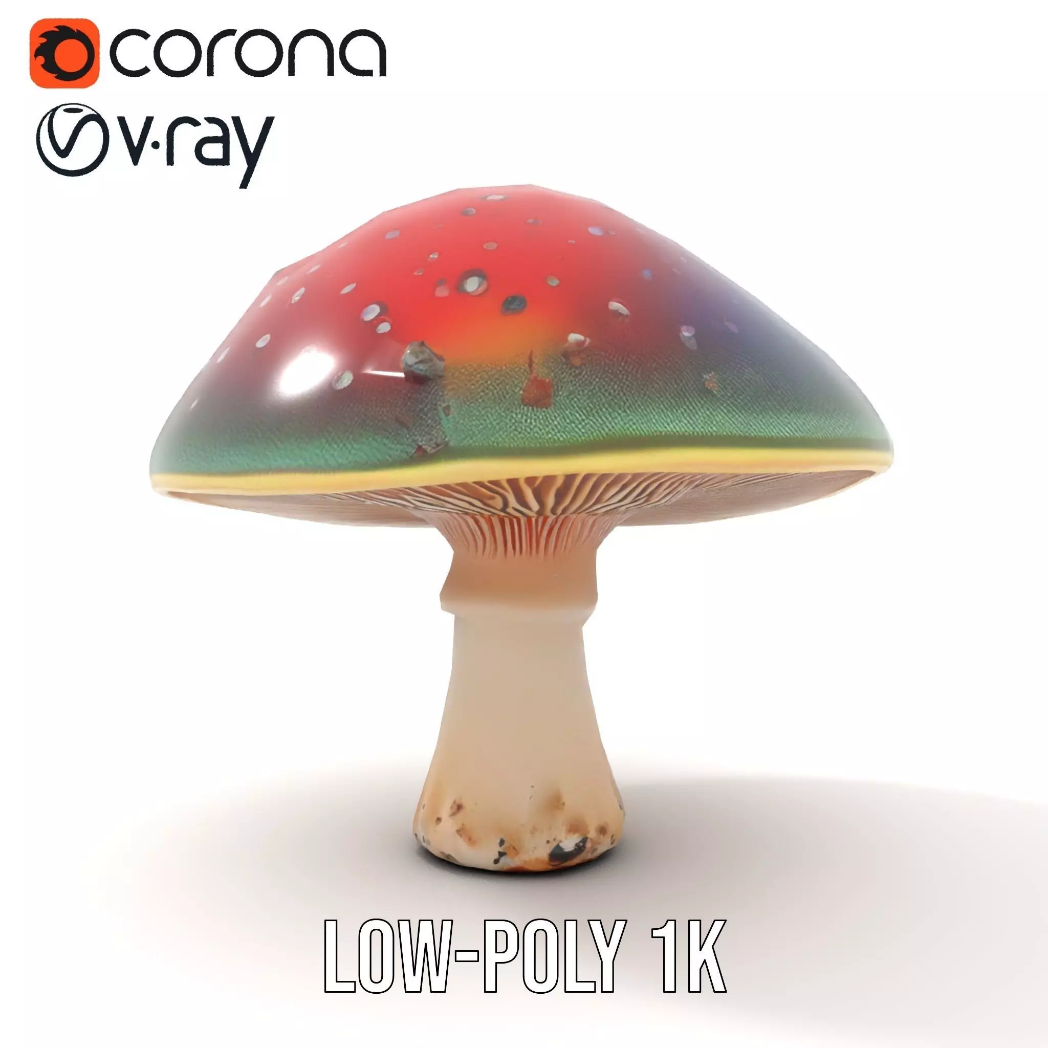Iridescent Mushroom model pack Low-poly 3D model_14