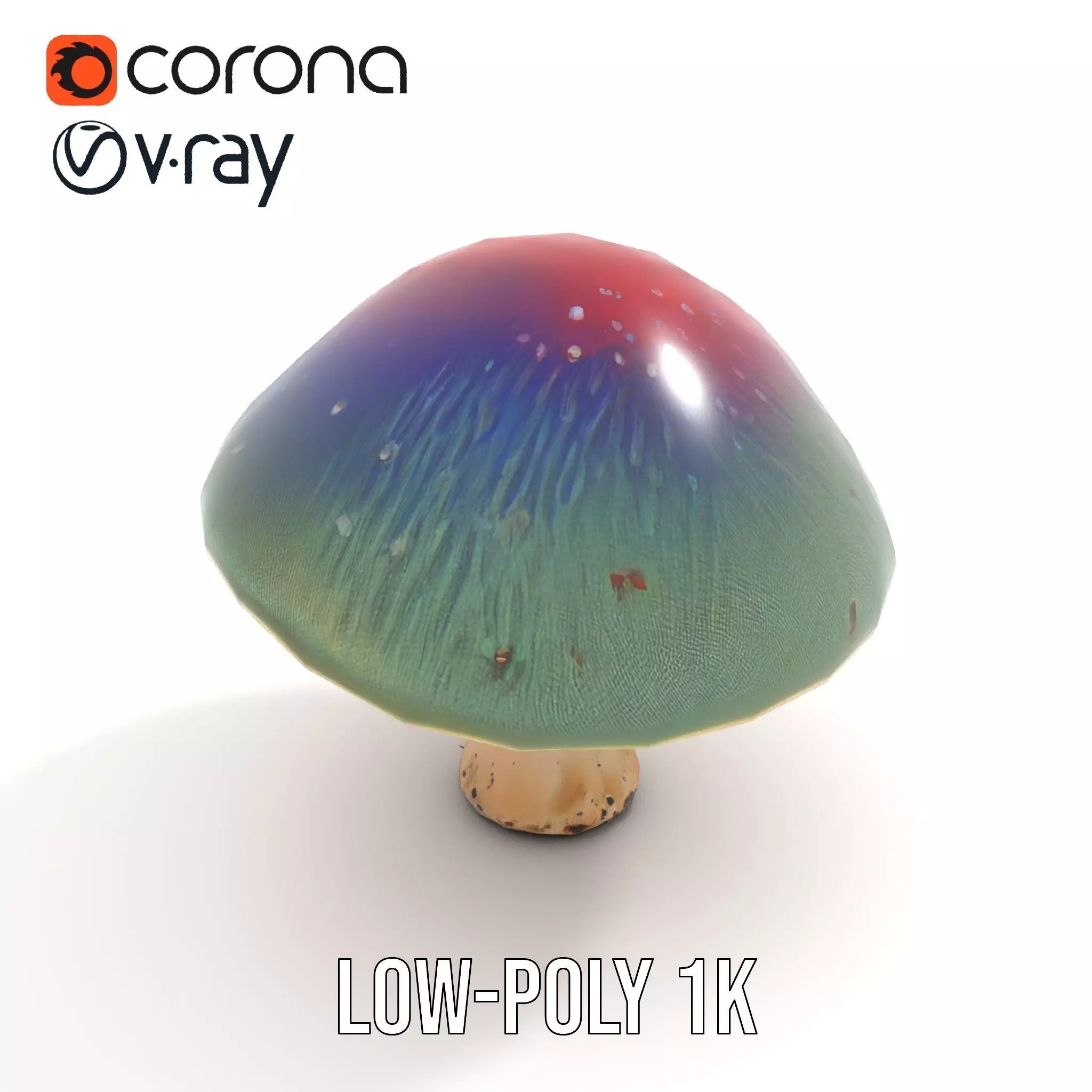 Iridescent Mushroom model pack Low-poly 3D model_7