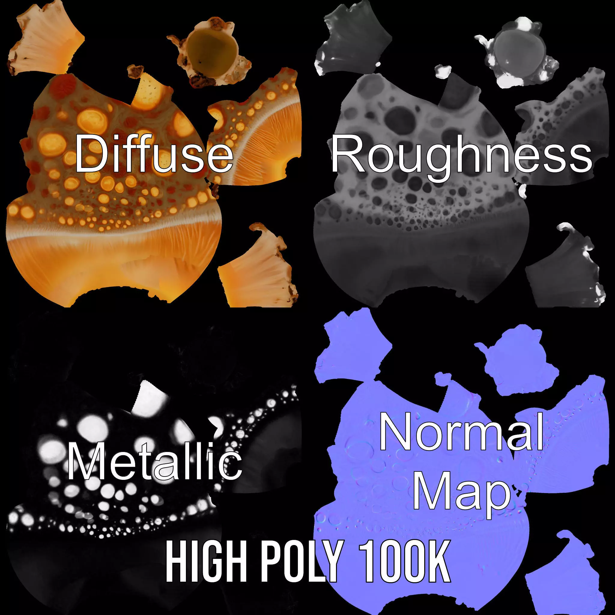 Glowing Mushroom model pack Low-poly 3D model_3