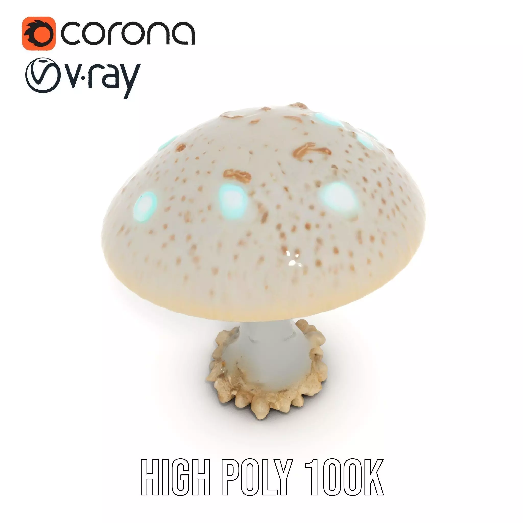 Glowing Mushroom model pack Low-poly 3D model_23