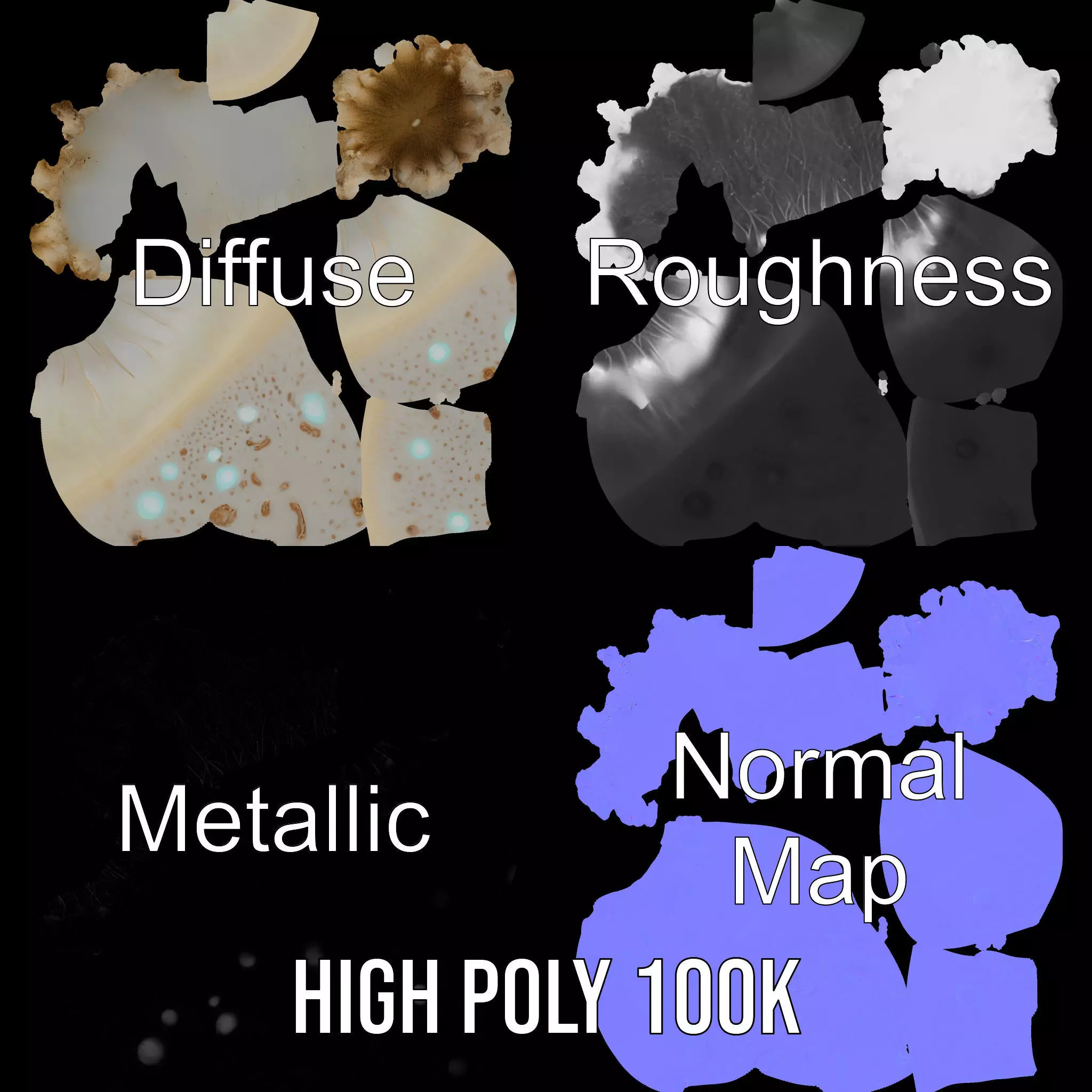 Glowing Mushroom model pack Low-poly 3D model_3