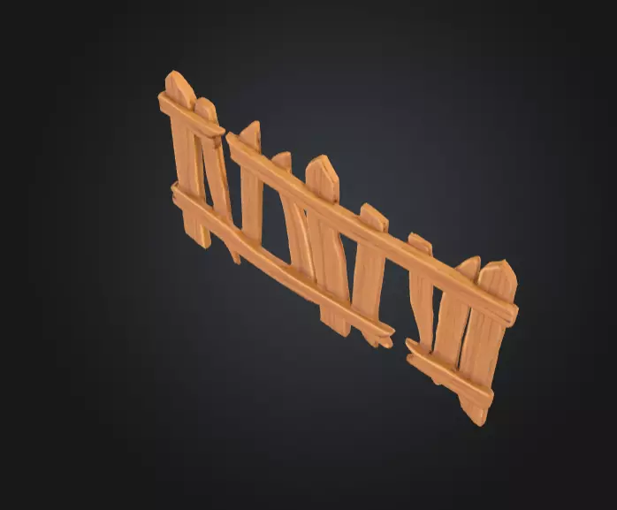 Cartoon Stylized Wooden Fence Low-poly 3D model_10
