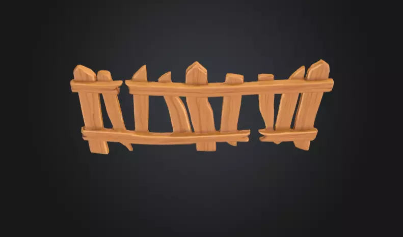 Cartoon Stylized Wooden Fence Low-poly 3D model_9