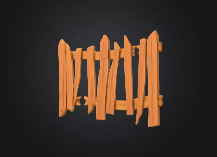 Cartoon Stylized Wooden Fence Low-poly 3D model_6