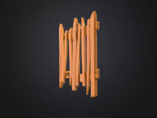 Cartoon Stylized Wooden Fence Low-poly 3D model_7