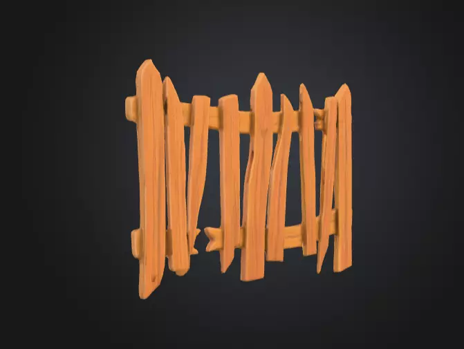 Cartoon Stylized Wooden Fence Low-poly 3D model_4