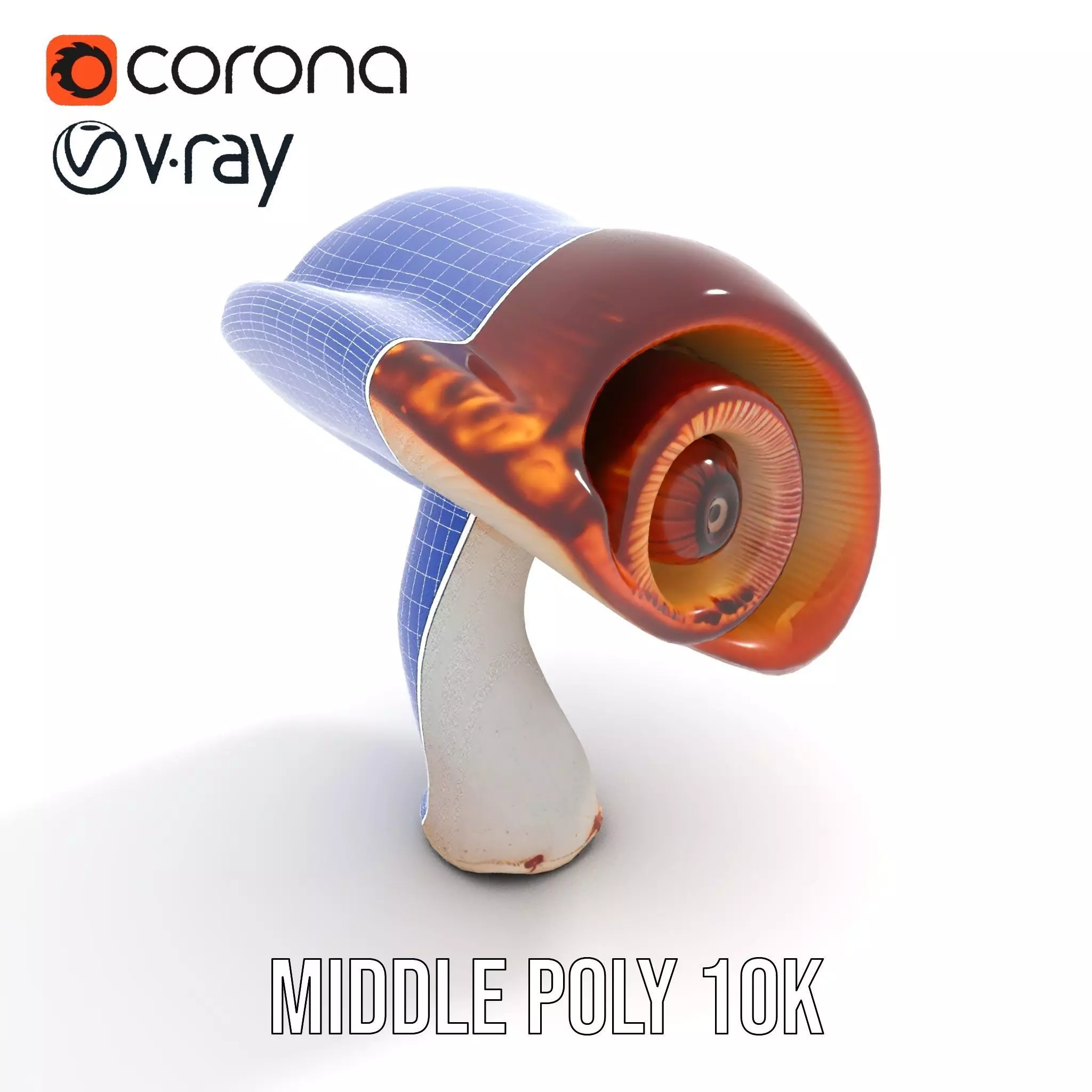 Curved Spiral Mushroom model pack Low-poly 3D model_21