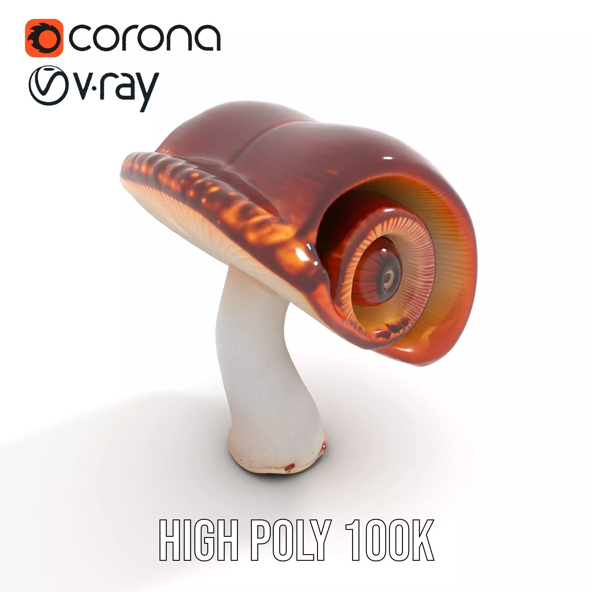 Curved Spiral Mushroom model pack Low-poly 3D model_17