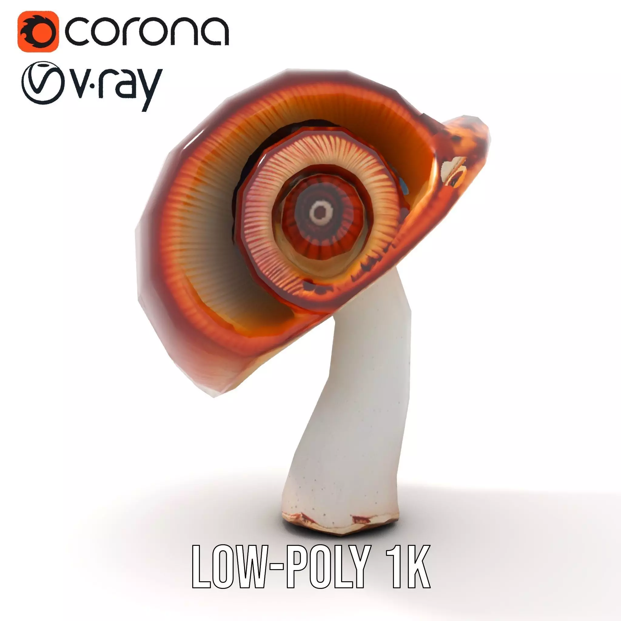 Curved Spiral Mushroom model pack Low-poly 3D model_12