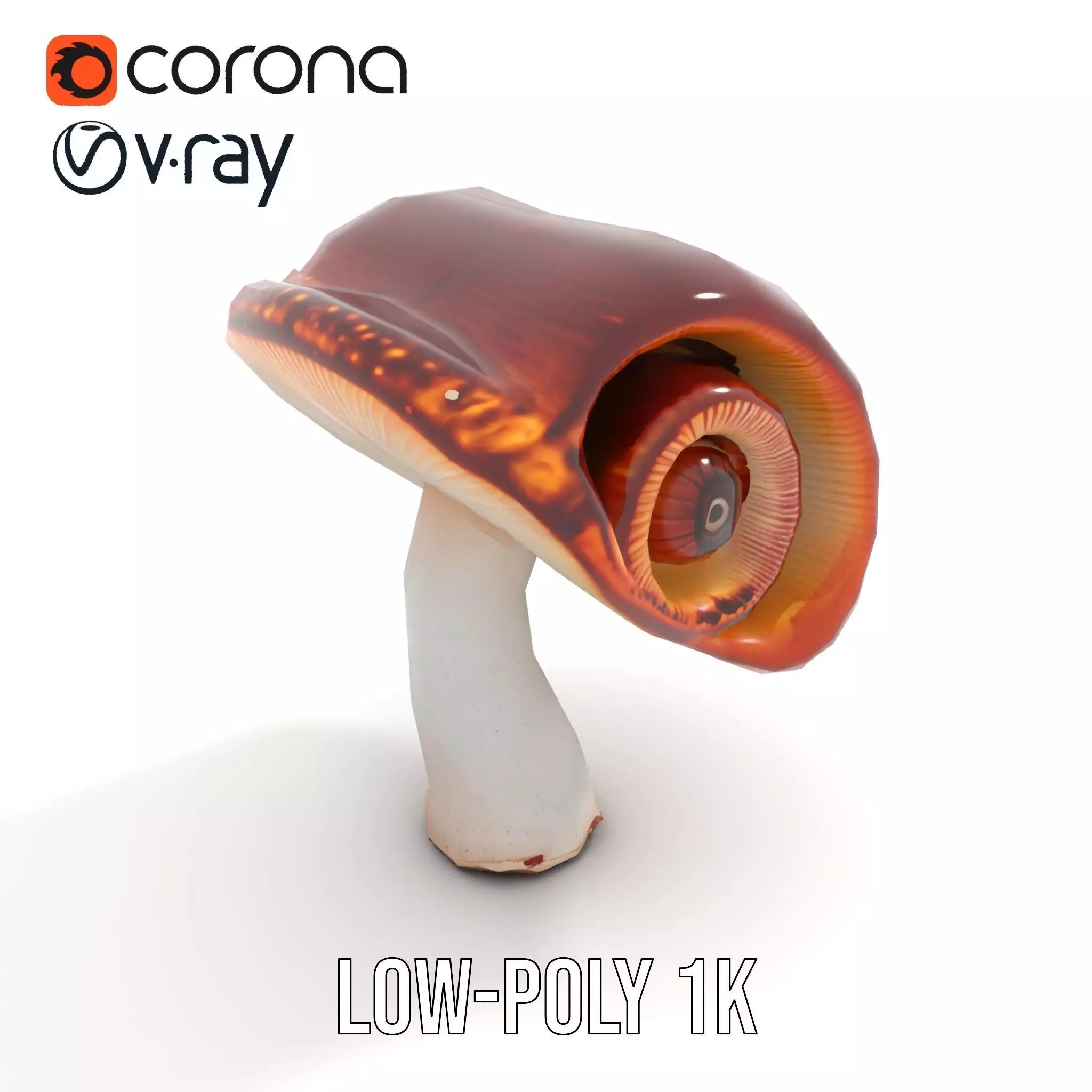 Curved Spiral Mushroom model pack Low-poly 3D model_19