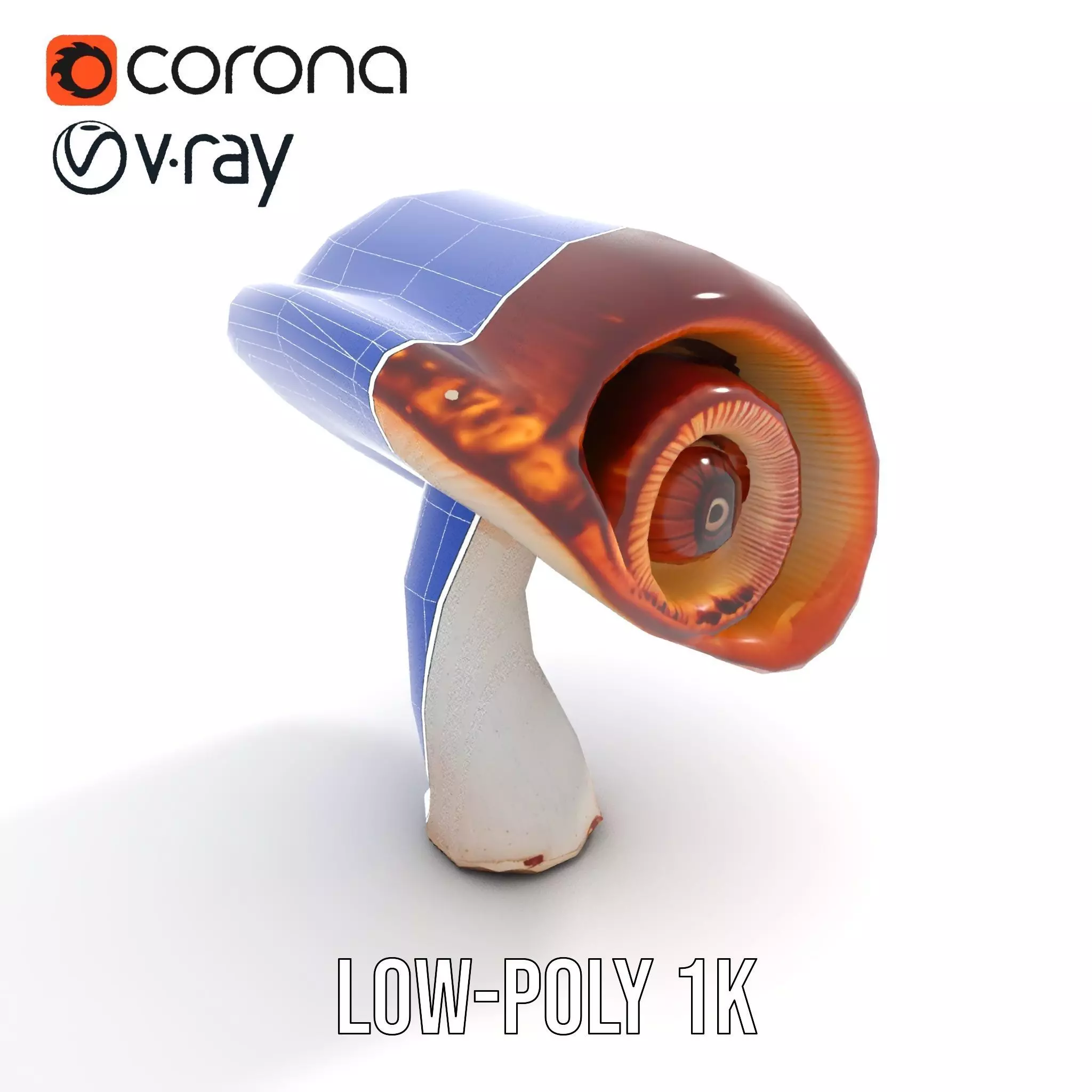 Curved Spiral Mushroom model pack Low-poly 3D model_14