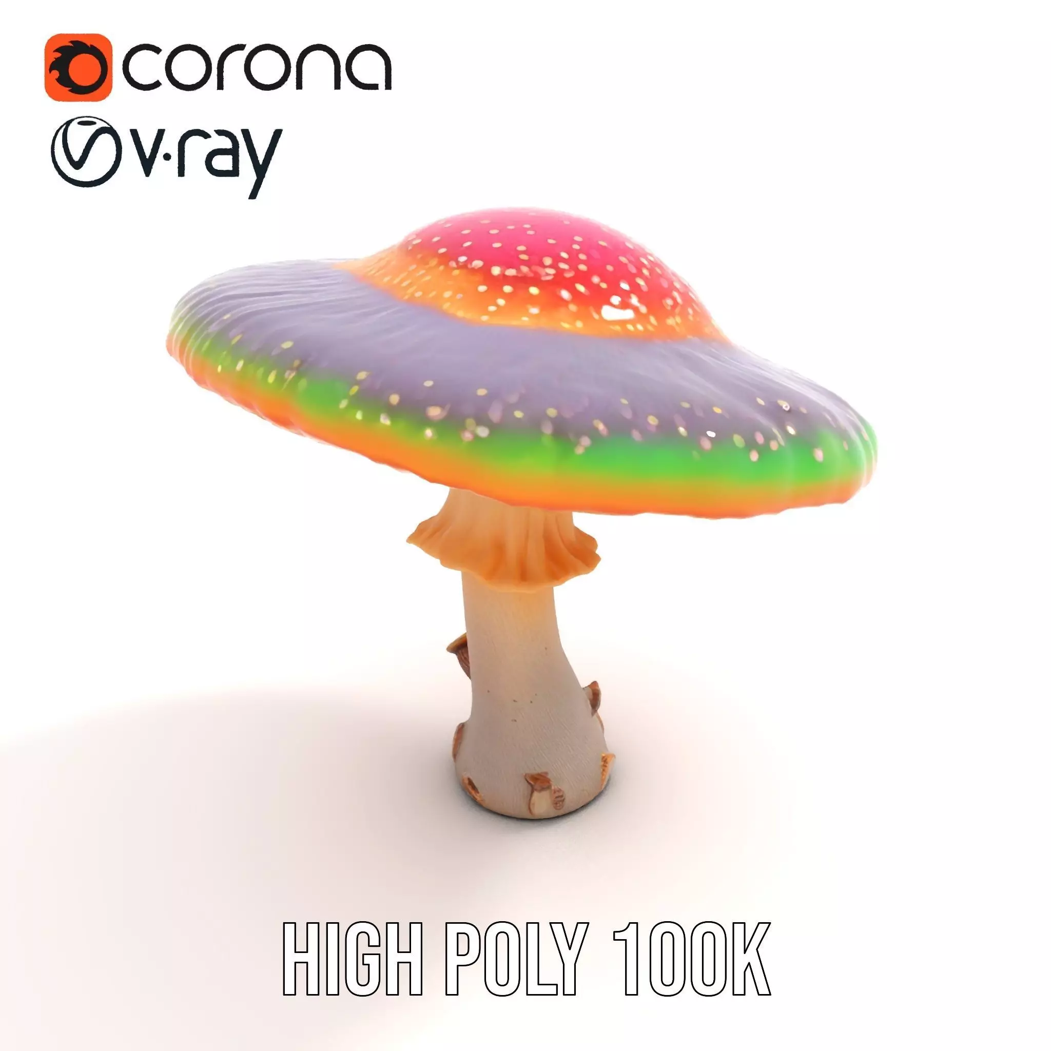 Vibrant Fantasy Mushroom model pack Low-poly 3D model_17