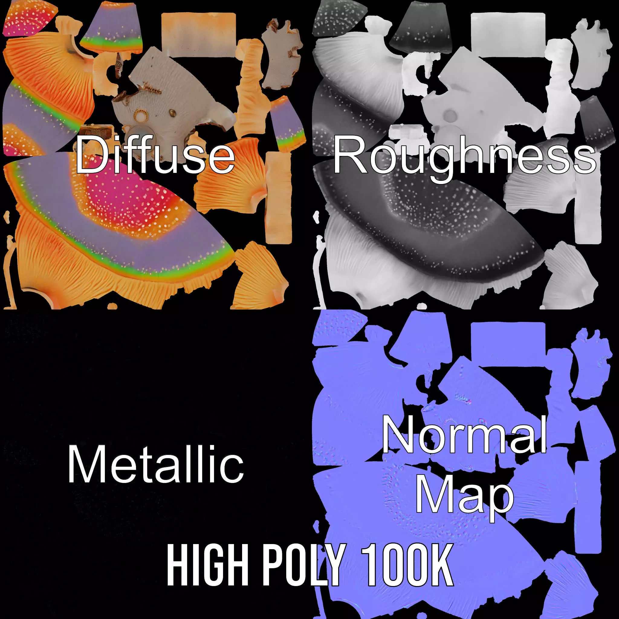 Vibrant Fantasy Mushroom model pack Low-poly 3D model_3