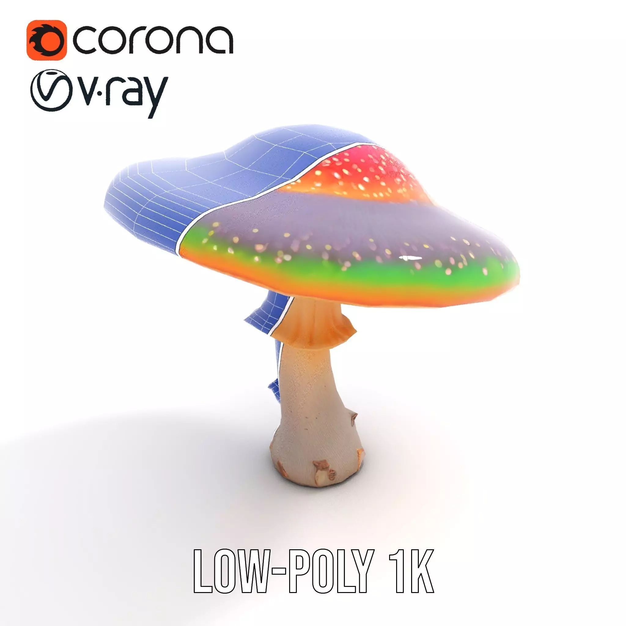 Vibrant Fantasy Mushroom model pack Low-poly 3D model_16