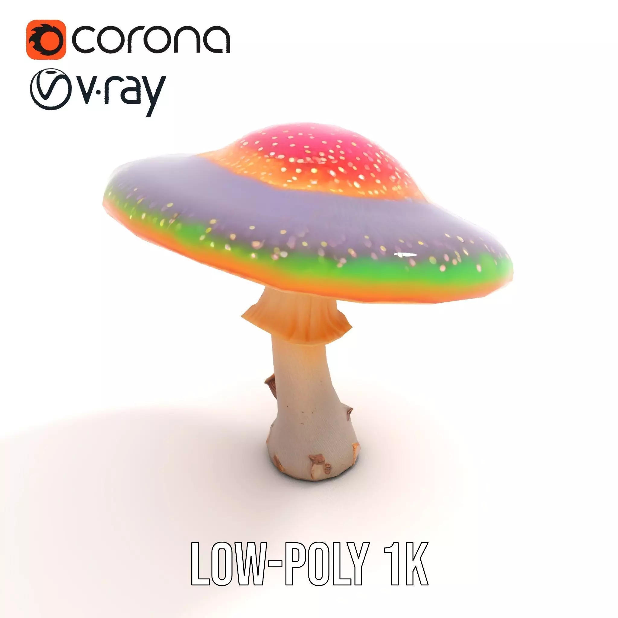 Vibrant Fantasy Mushroom model pack Low-poly 3D model_12