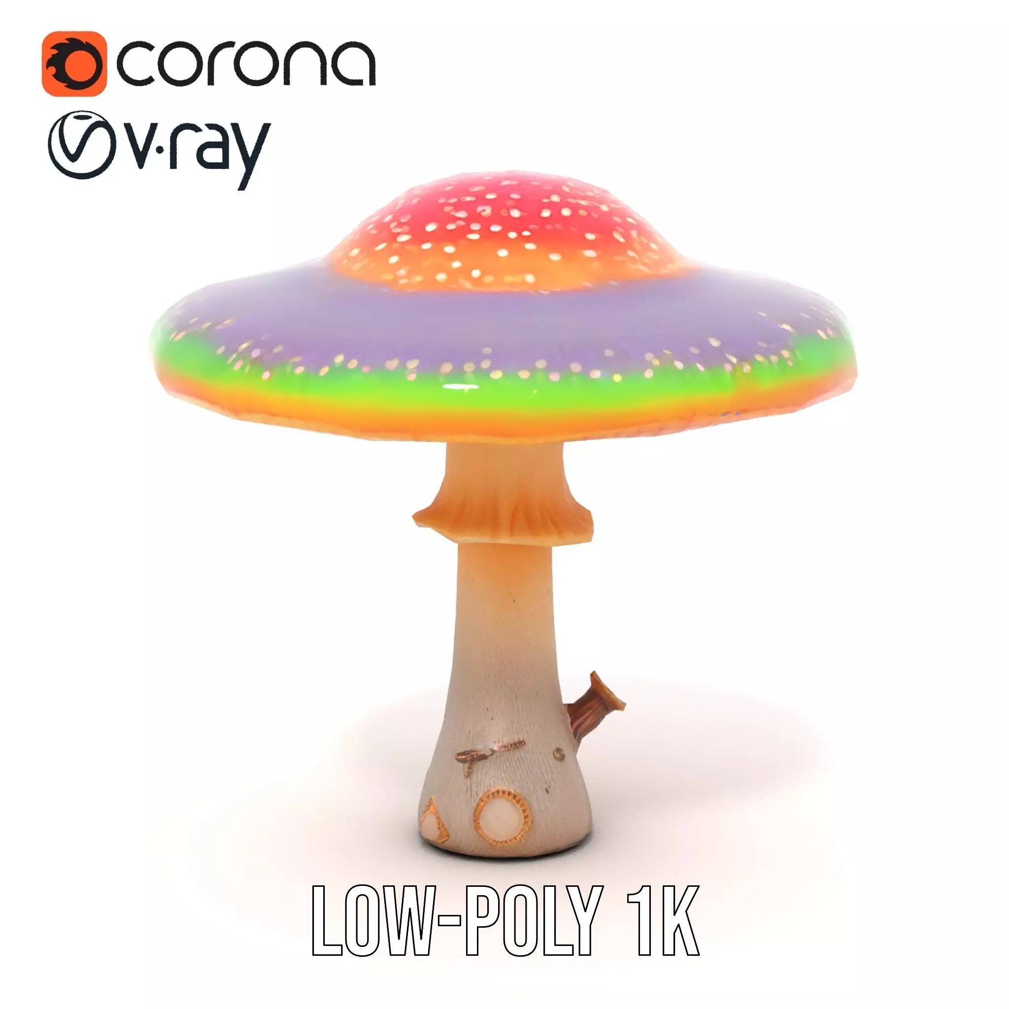 Vibrant Fantasy Mushroom model pack Low-poly 3D model_30