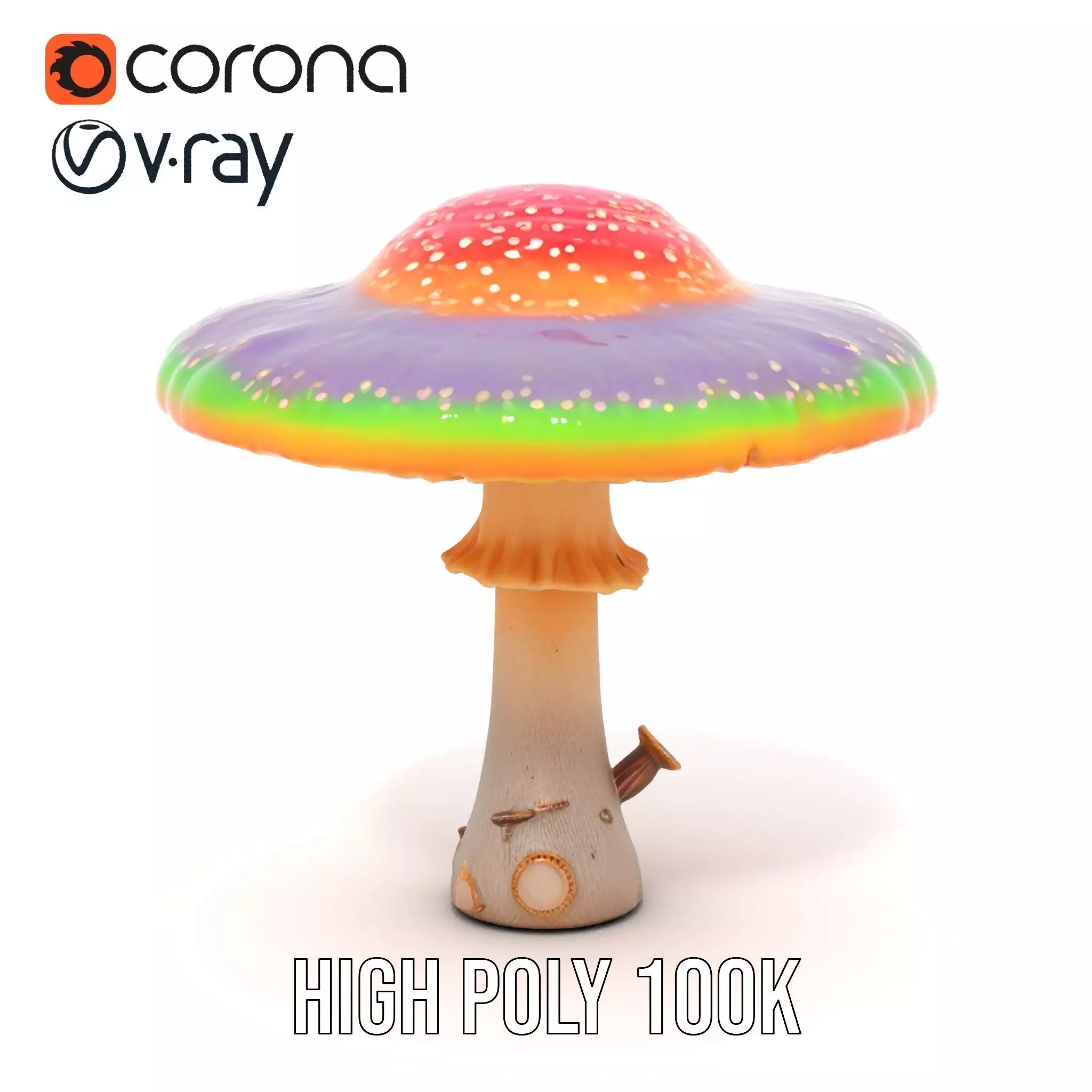 Vibrant Fantasy Mushroom model pack Low-poly 3D model_31