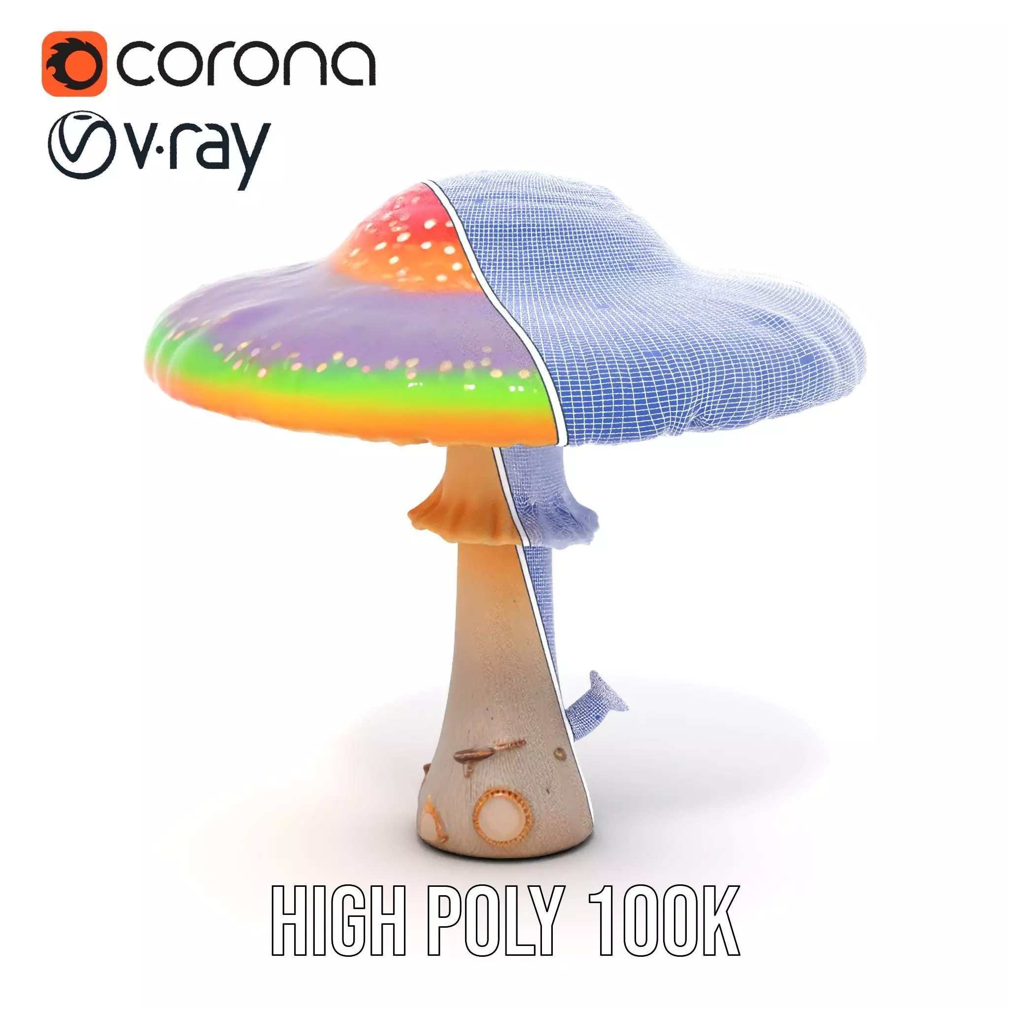 Vibrant Fantasy Mushroom model pack Low-poly 3D model_34