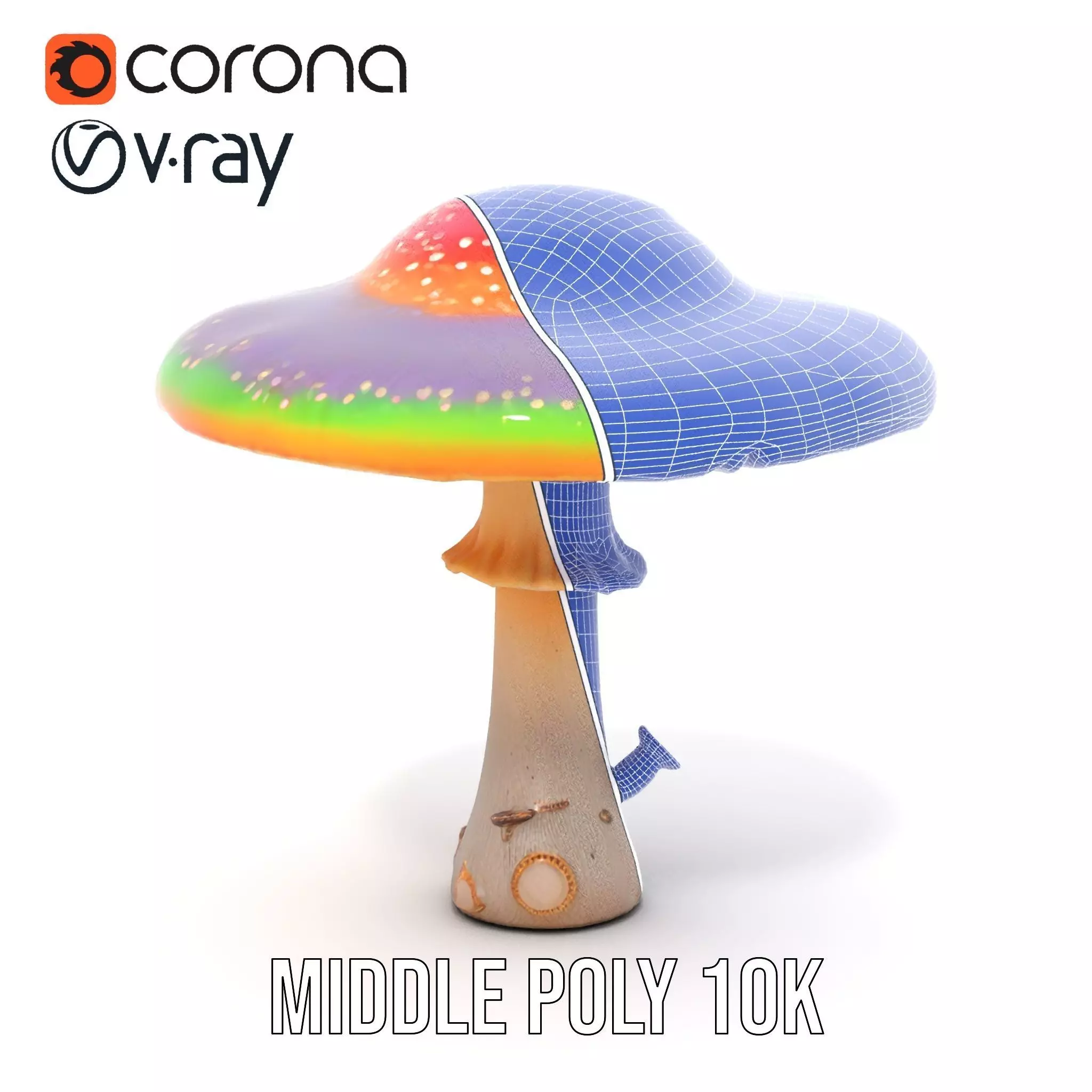 Vibrant Fantasy Mushroom model pack Low-poly 3D model_15