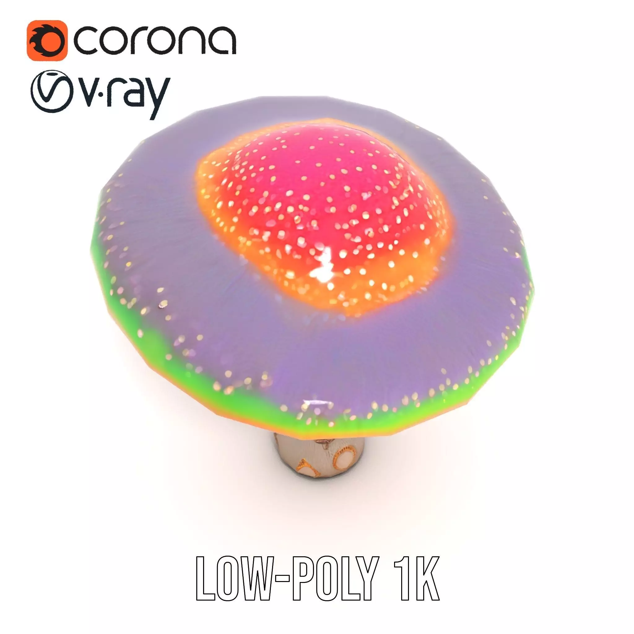 Vibrant Fantasy Mushroom model pack Low-poly 3D model_9