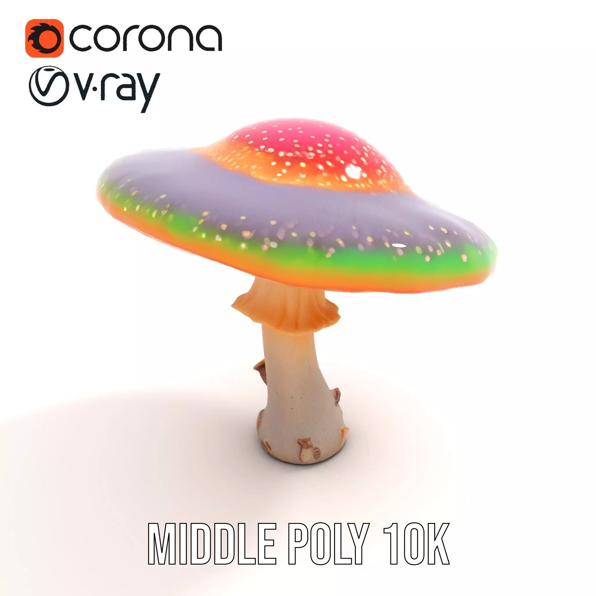 Vibrant Fantasy Mushroom model pack Low-poly 3D model_6