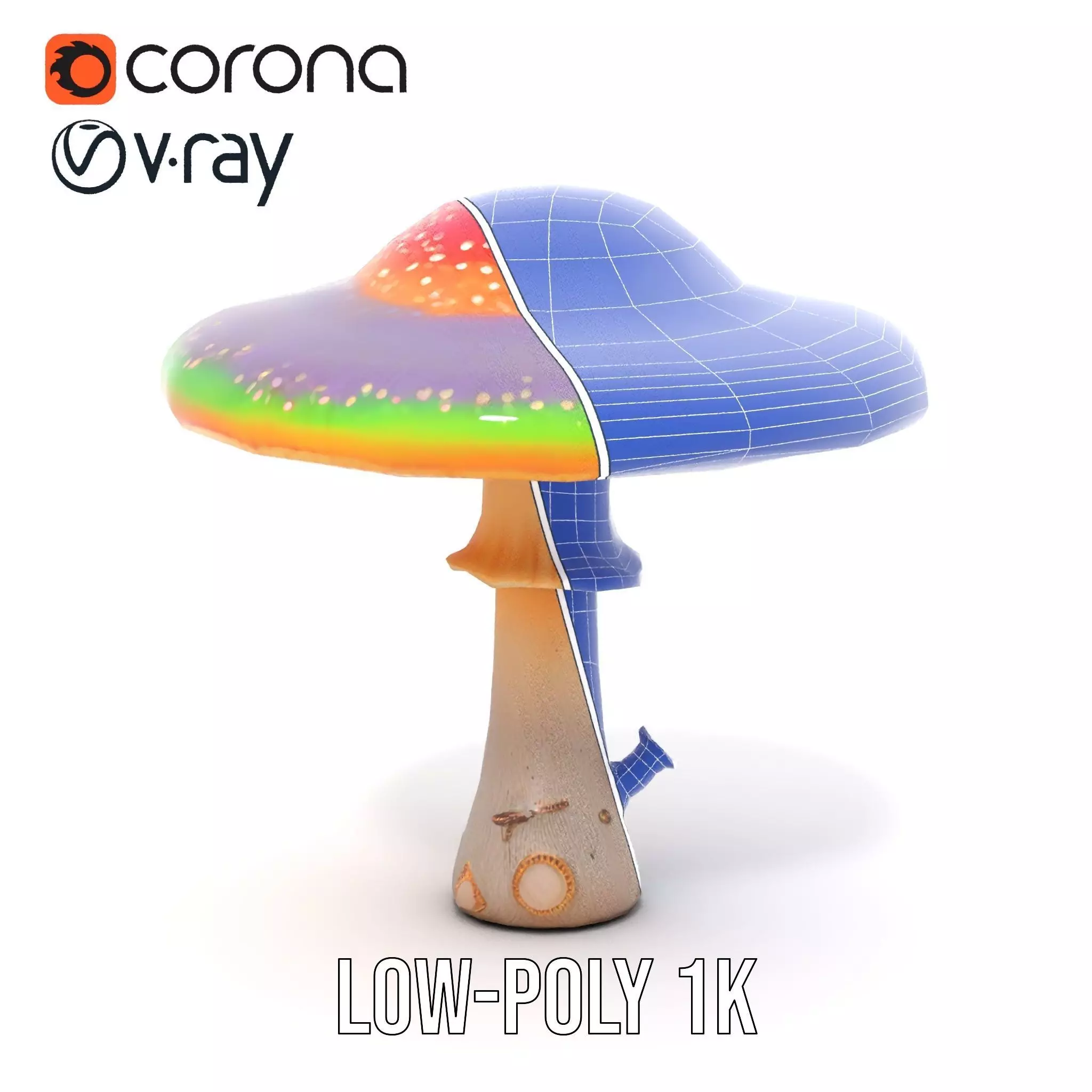 Vibrant Fantasy Mushroom model pack Low-poly 3D model_22