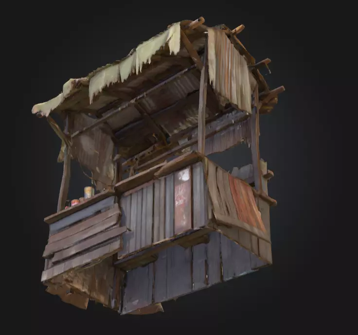 Rustic Market Stall Low-poly 3D model_15
