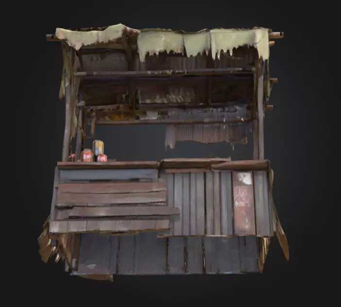 Rustic Market Stall Low-poly 3D model_14