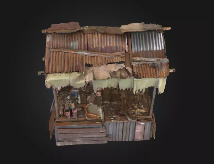 Rustic Market Stall Low-poly 3D model_7