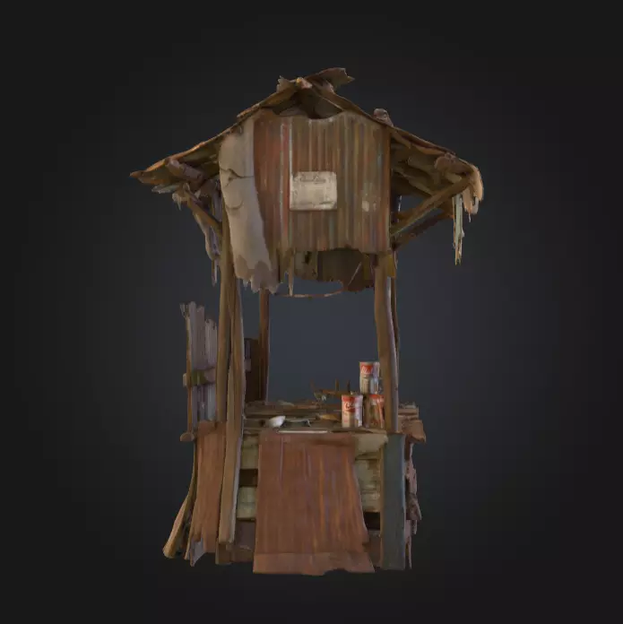 Rustic Market Stall Low-poly 3D model_2