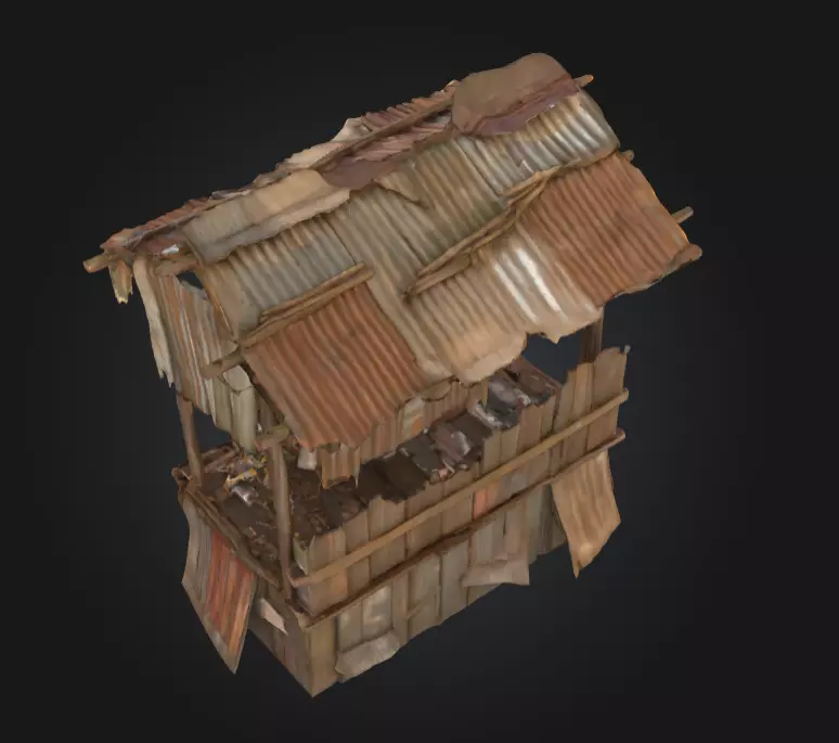 Rustic Market Stall Low-poly 3D model_13