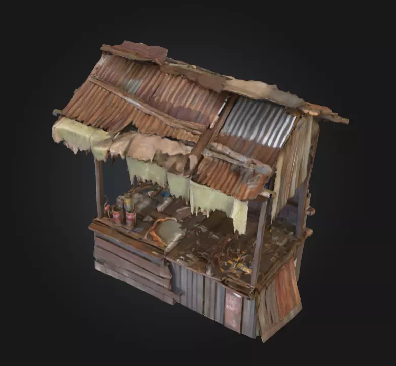 Rustic Market Stall Low-poly 3D model_8