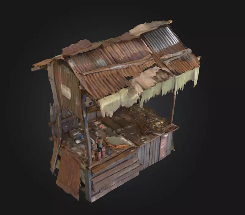 Rustic Market Stall Low-poly 3D model_9