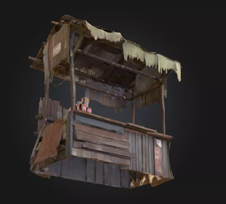 Rustic Market Stall Low-poly 3D model_16