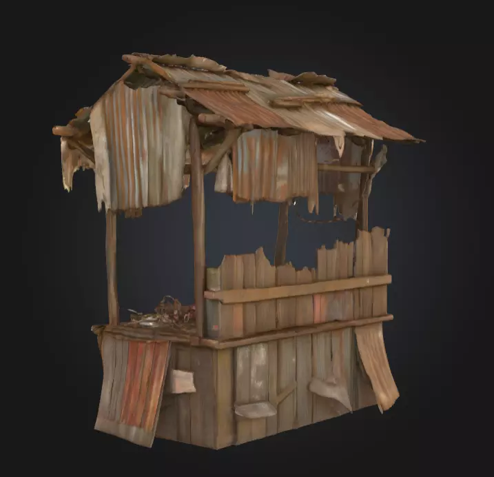 Rustic Market Stall Low-poly 3D model_5