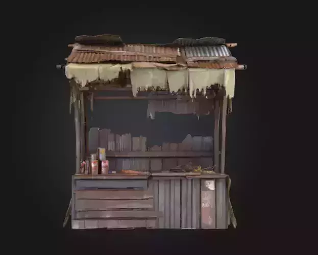 Rustic Market Stall Low-poly 3D model