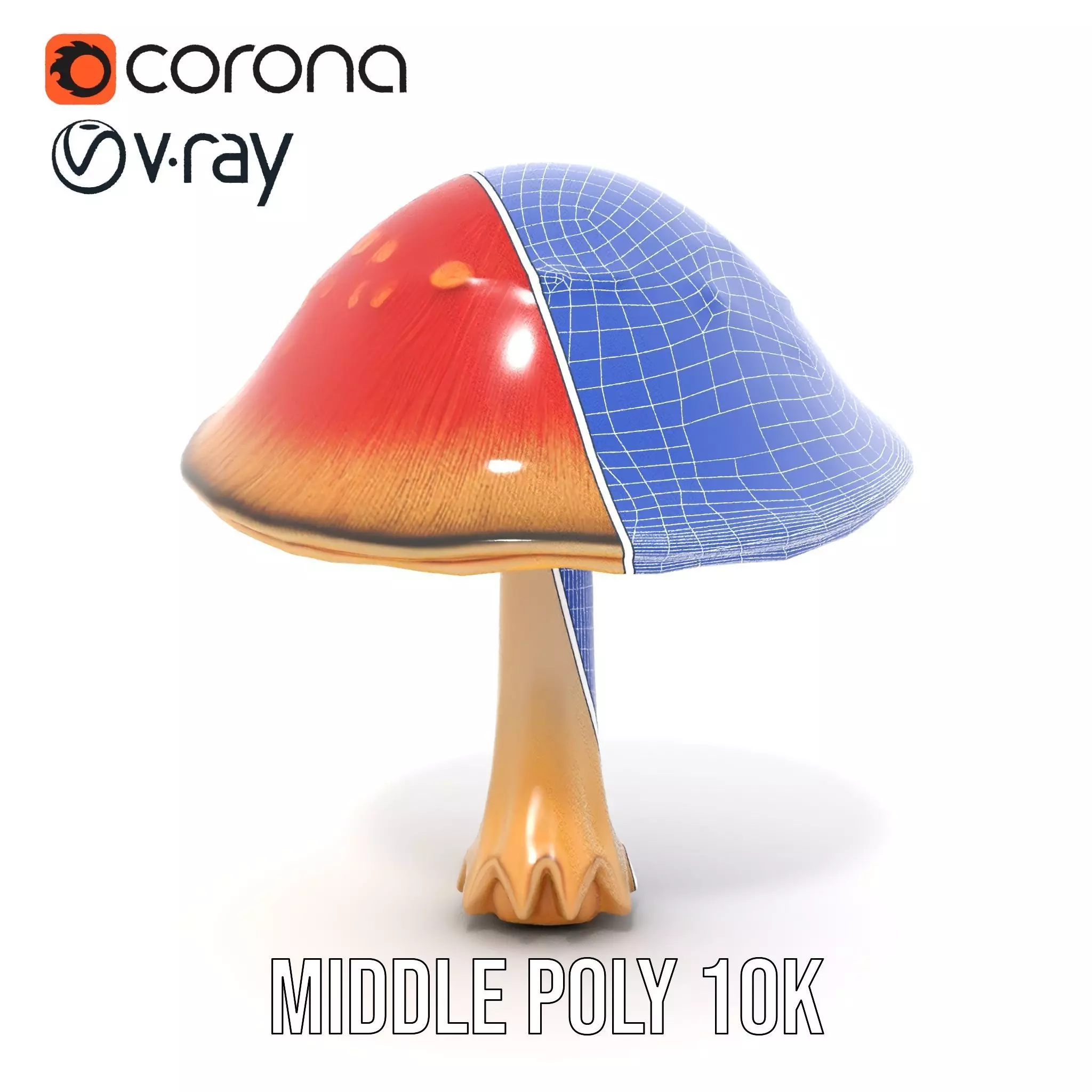 Pink Mushroom Cap model pack Low-poly 3D model_13