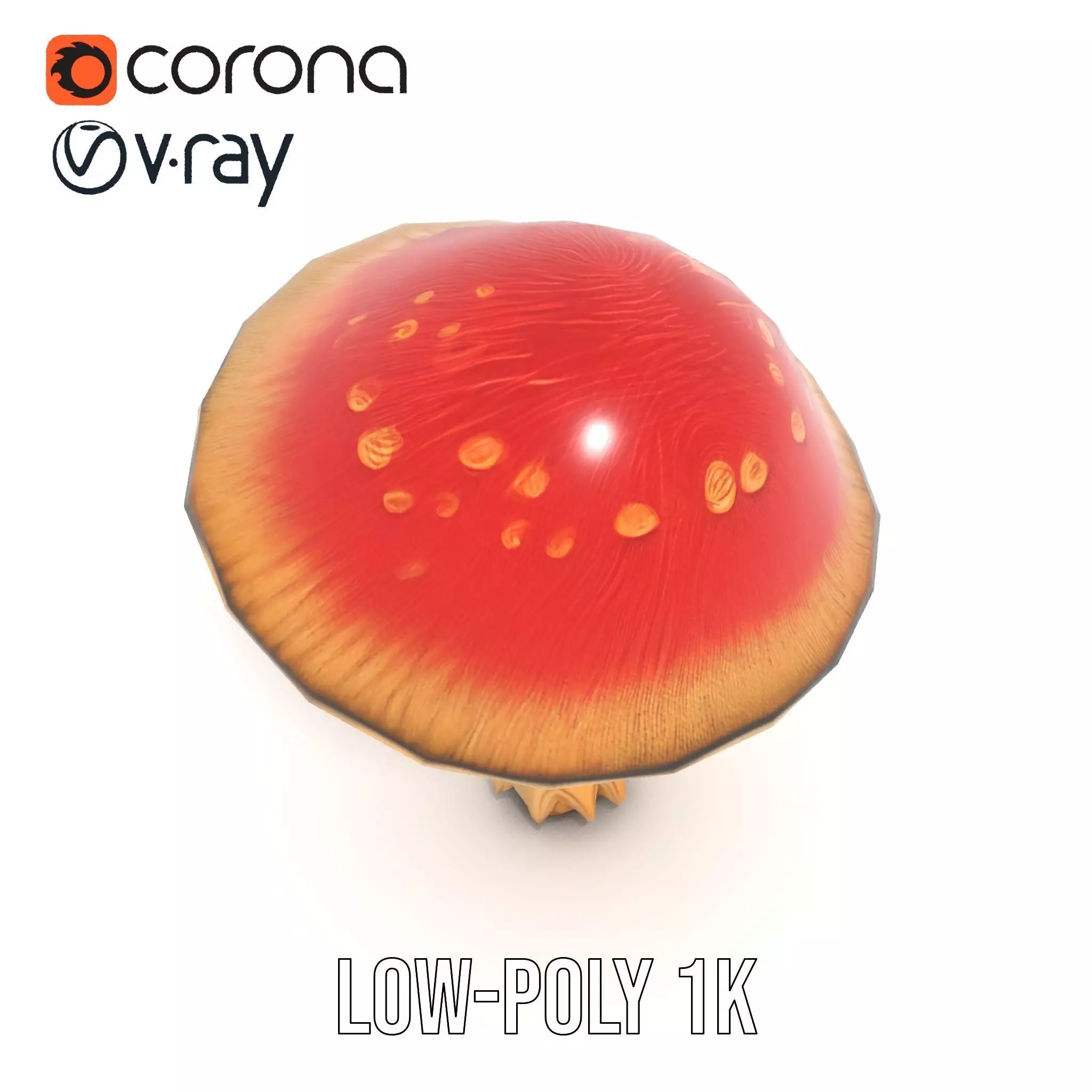 Pink Mushroom Cap model pack Low-poly 3D model_11