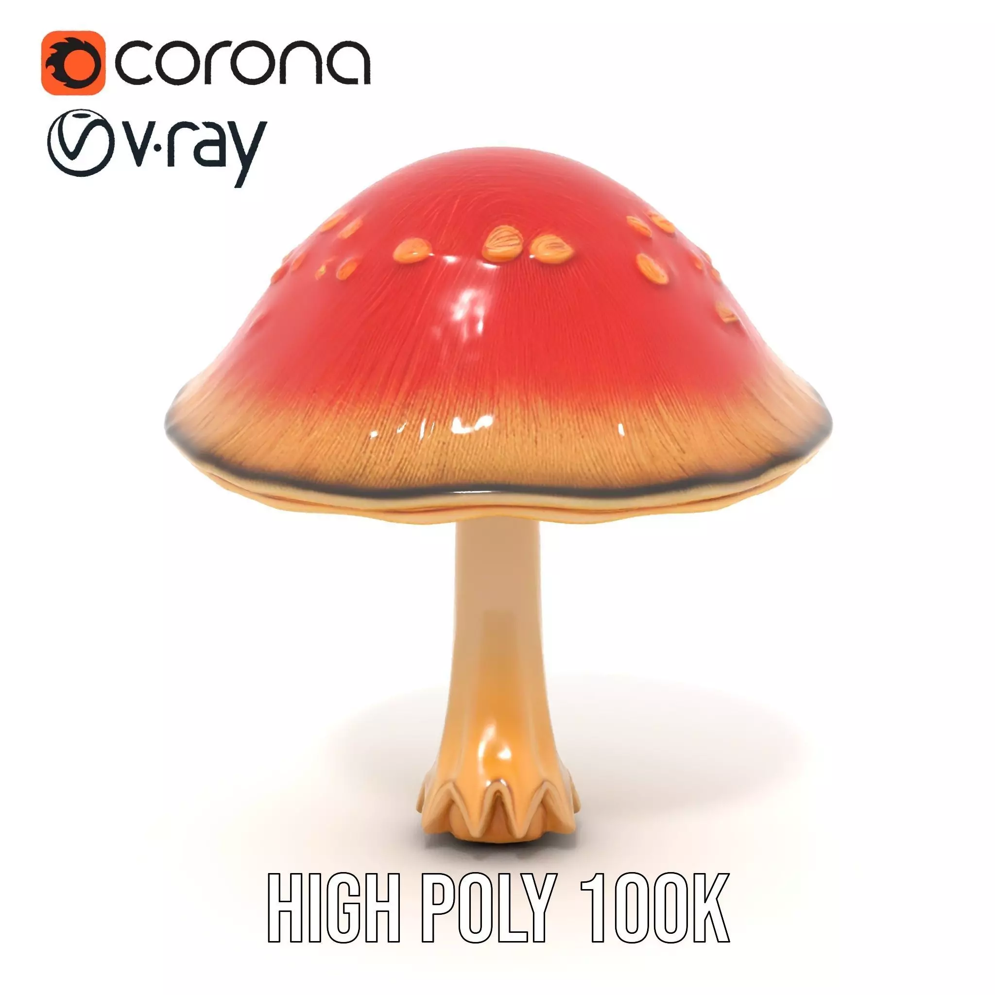 Pink Mushroom Cap model pack Low-poly 3D model_15