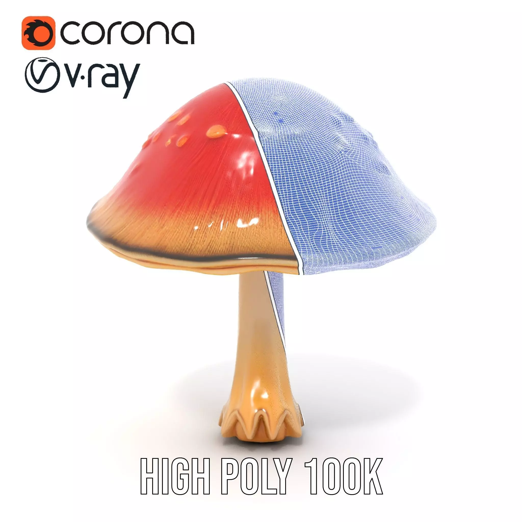 Pink Mushroom Cap model pack Low-poly 3D model_32