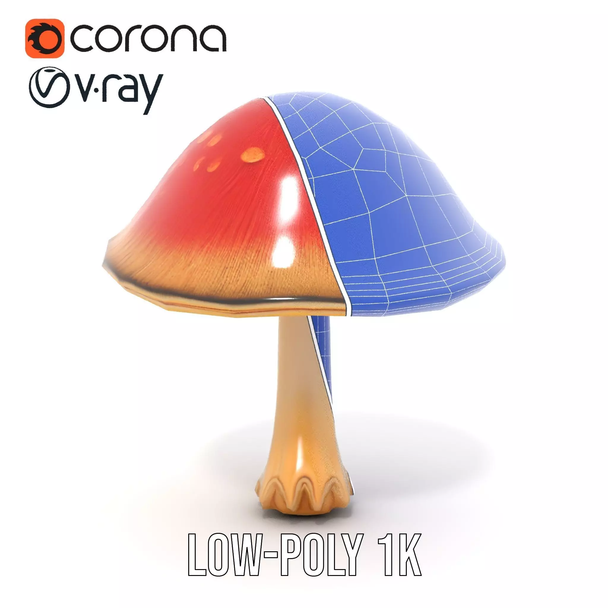 Pink Mushroom Cap model pack Low-poly 3D model_20