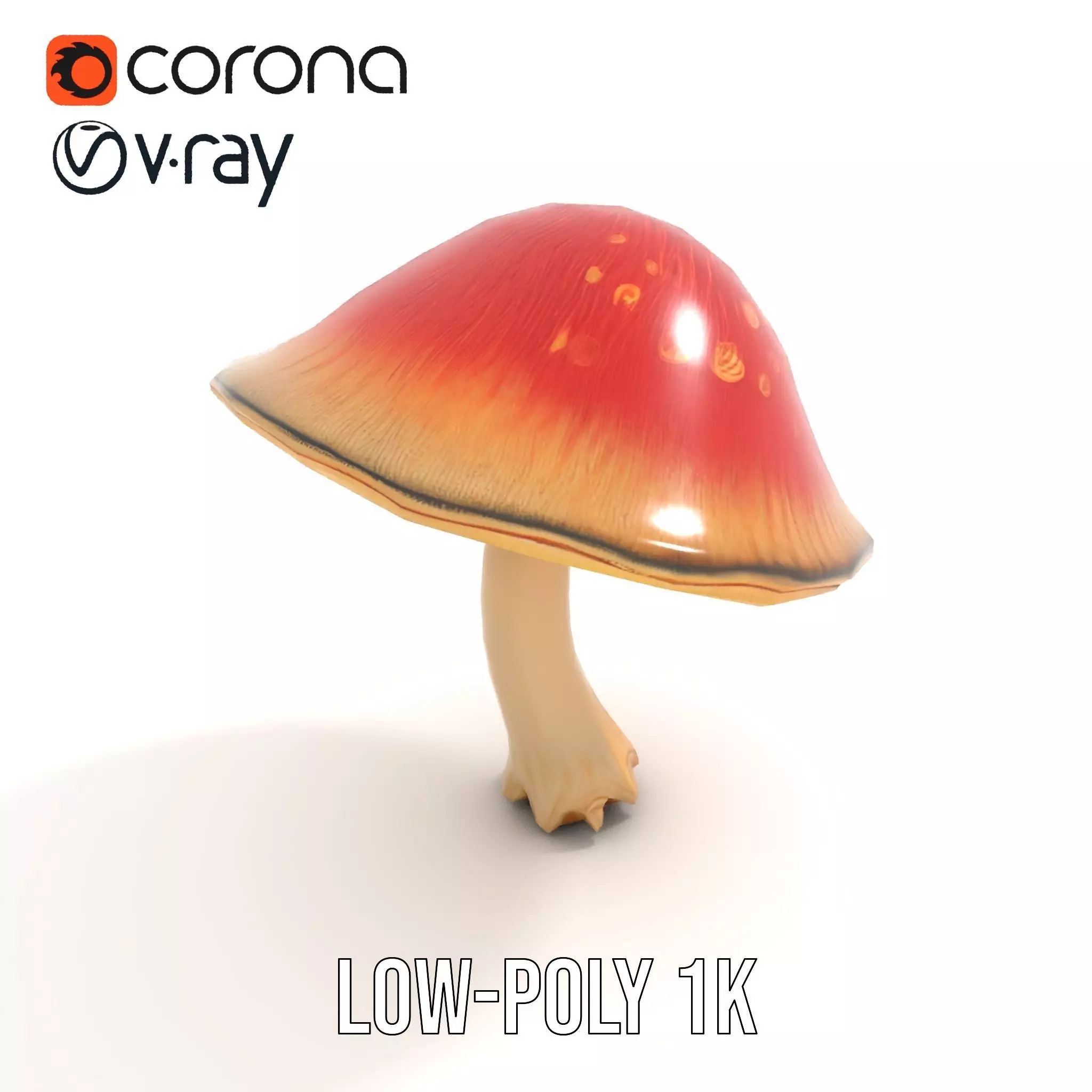 Pink Mushroom Cap model pack Low-poly 3D model_7