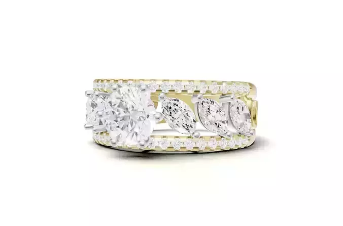 Stackable Marquise and Pave Diamond Engagement Pointer Band 3D print model