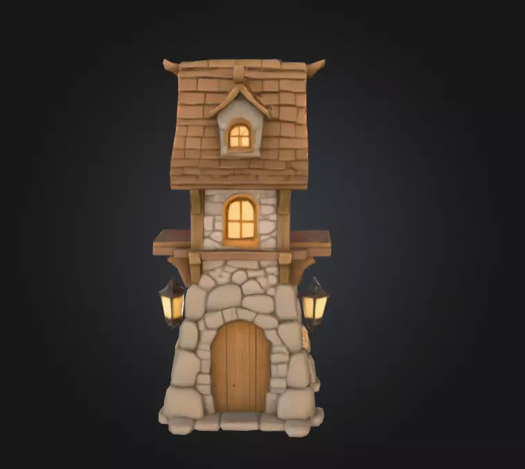 Stylized Medieval House Low-poly 3D model_5