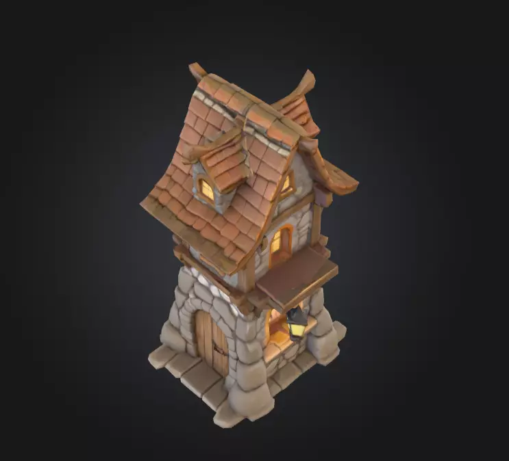 Stylized Medieval House Low-poly 3D model_8