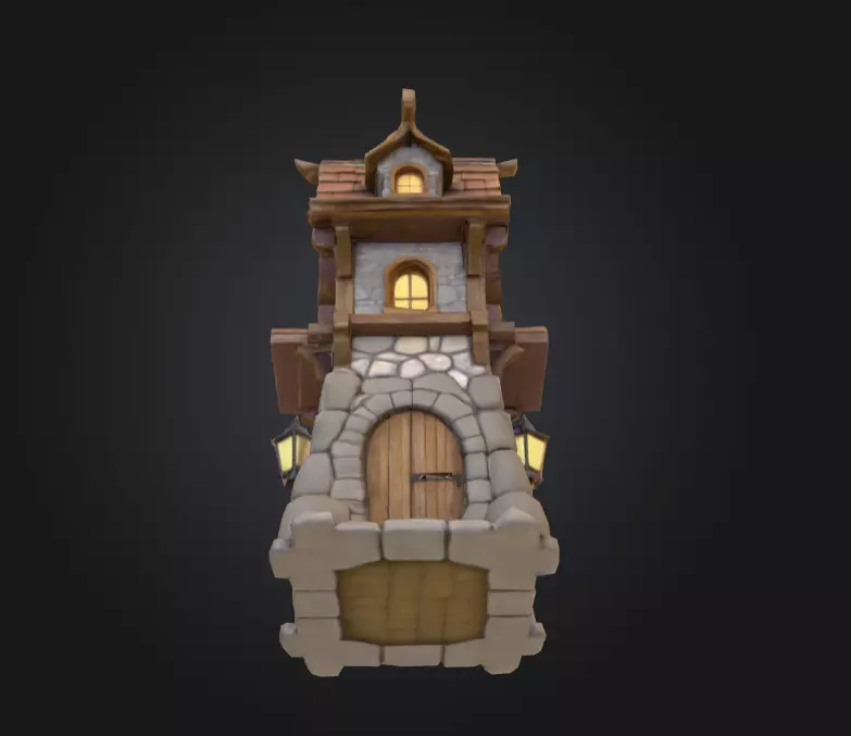 Stylized Medieval House Low-poly 3D model_10
