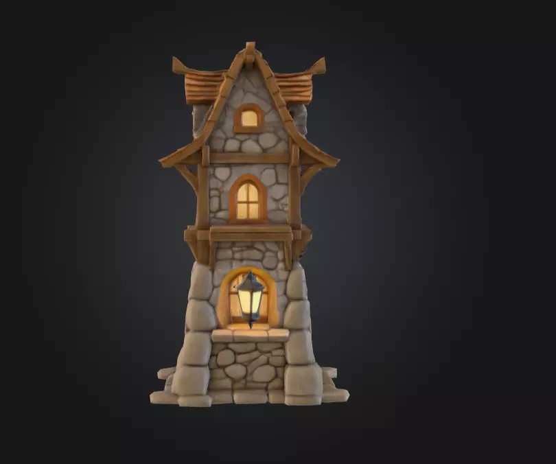 Stylized Medieval House Low-poly 3D model_3