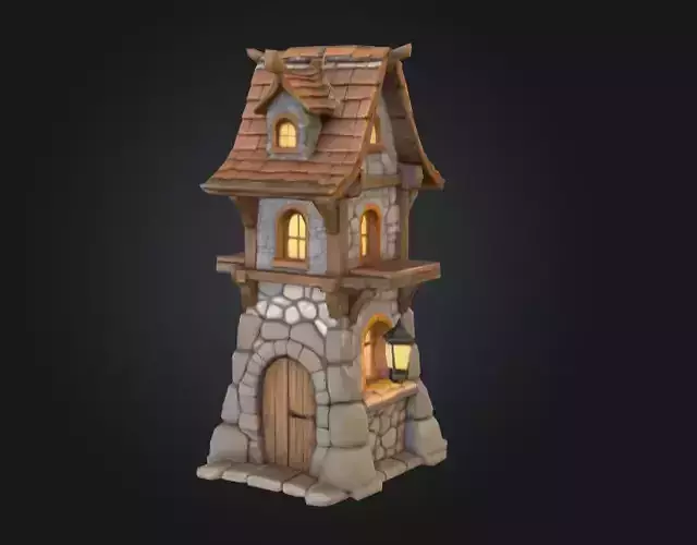 Stylized Medieval House Low-poly 3D model
