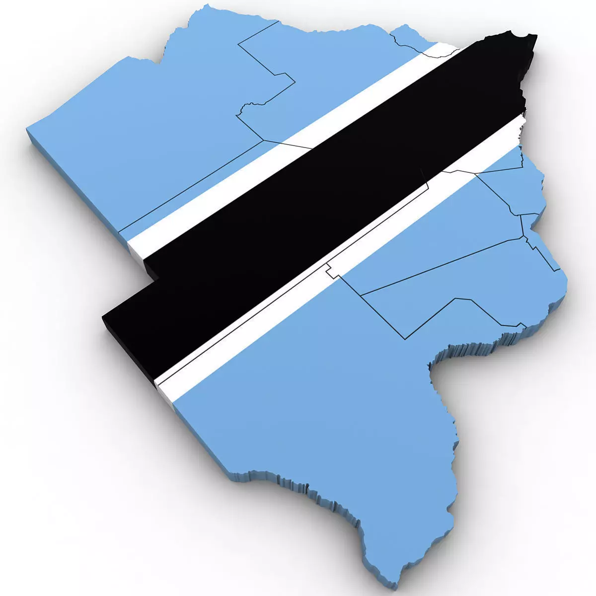 3d Political Map of Botswana 3D model